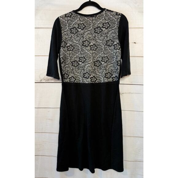 Betsy Johnson Sweater Dress Black With Lace Size MED Perf for FALL WINTER - Picture 2 of 5